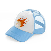 fire golf ball sky blue trucker hat