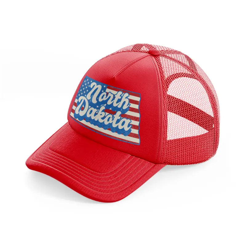 north dakota flag-red-trucker-hat