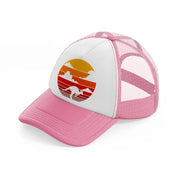 kangaroo retro vintage 60s 70s sunset mammal animal lovers-pink-and-white-trucker-hat