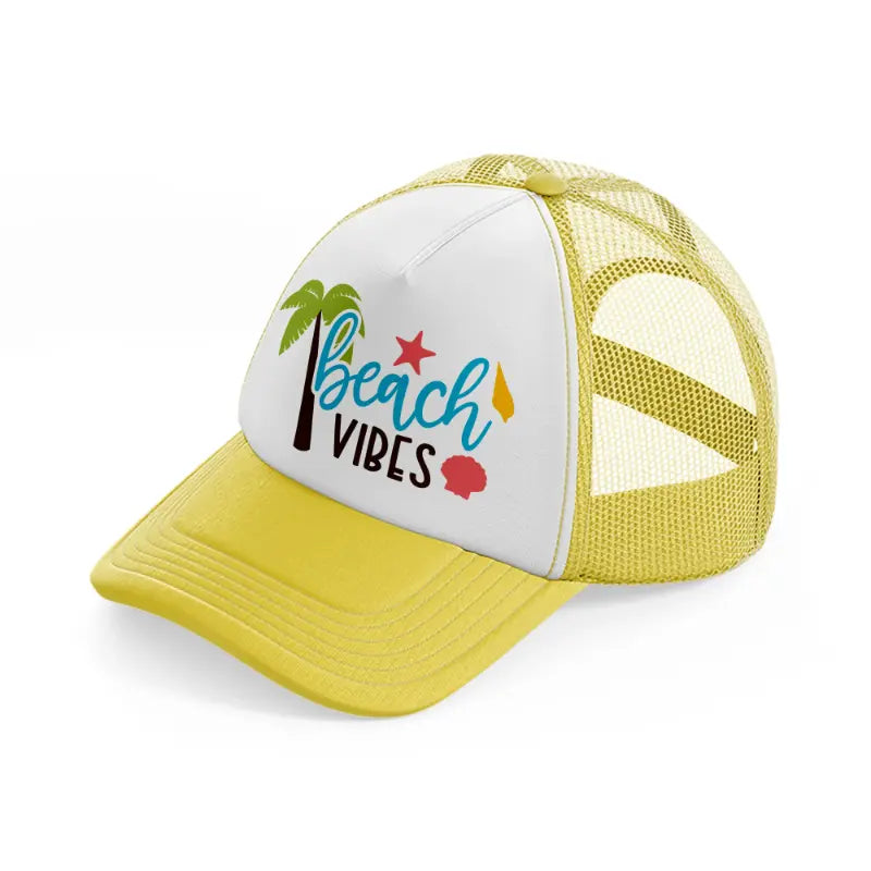 beach vibes yellow trucker hat