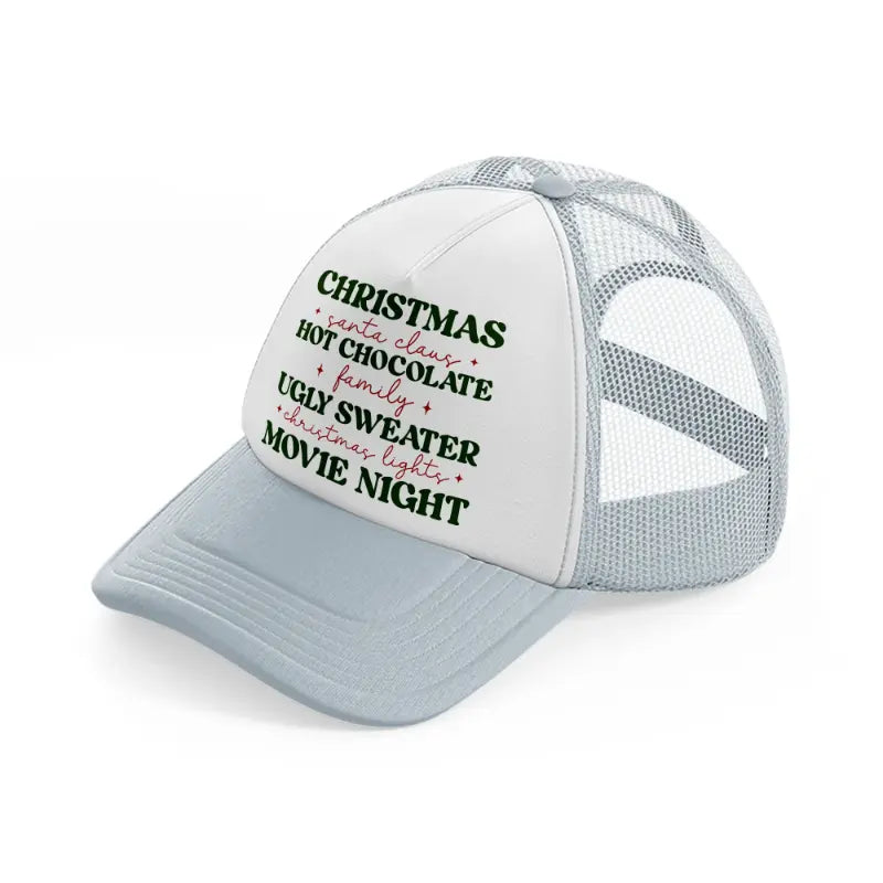 christmas santa clause hot chocolate grey trucker hat