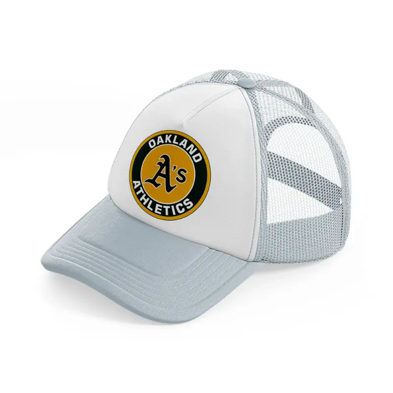 oakland athletics yellow badge-grey-trucker-hat