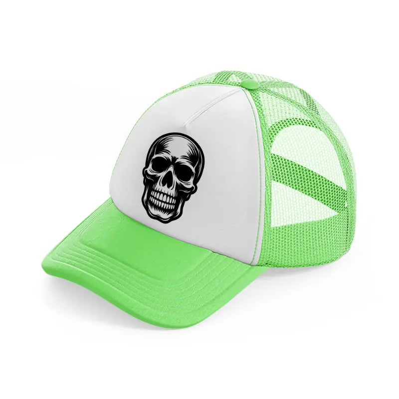 head skull-lime-green-trucker-hat