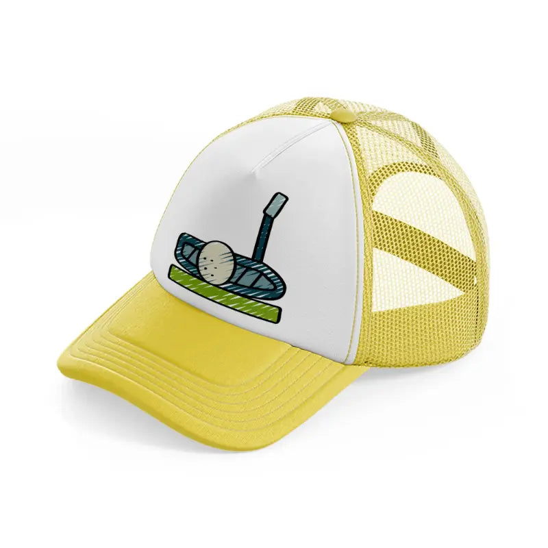 golf ball with stick-yellow-trucker-hat