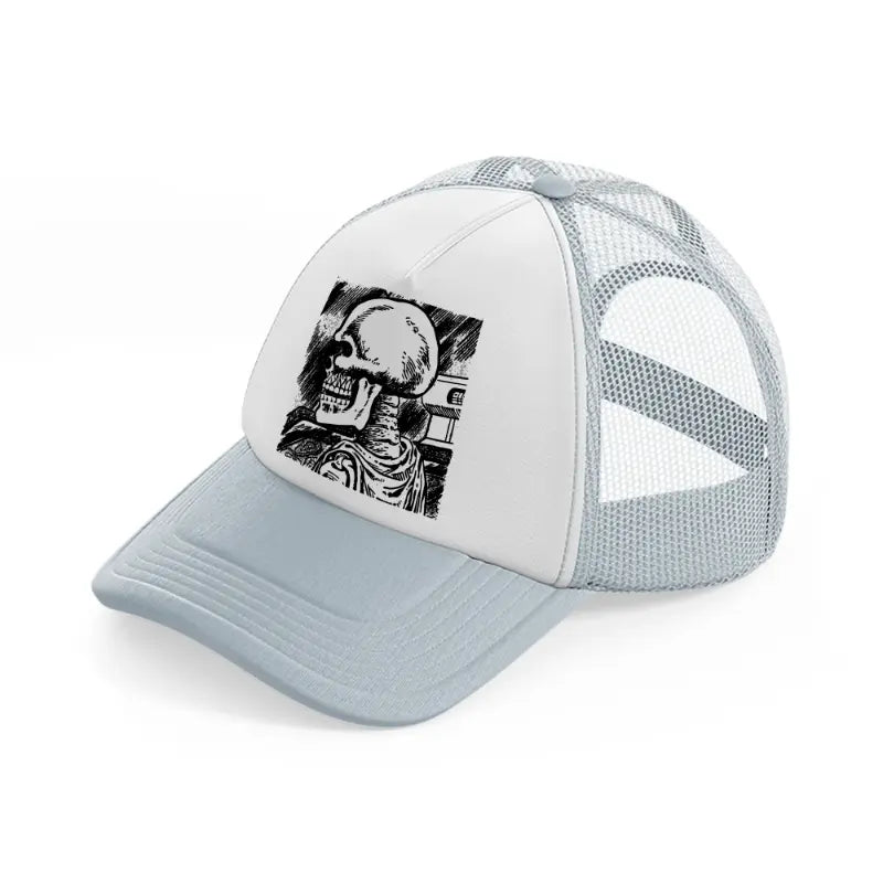 side skull grey trucker hat