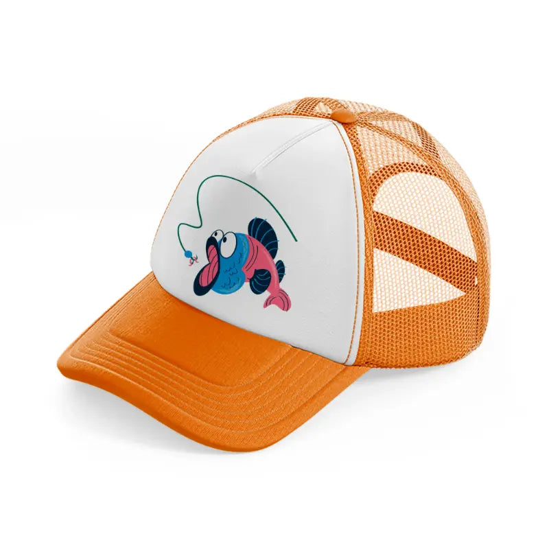fish cartoon-orange-trucker-hat