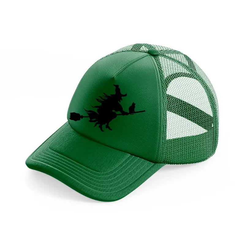 flying witch green trucker hat