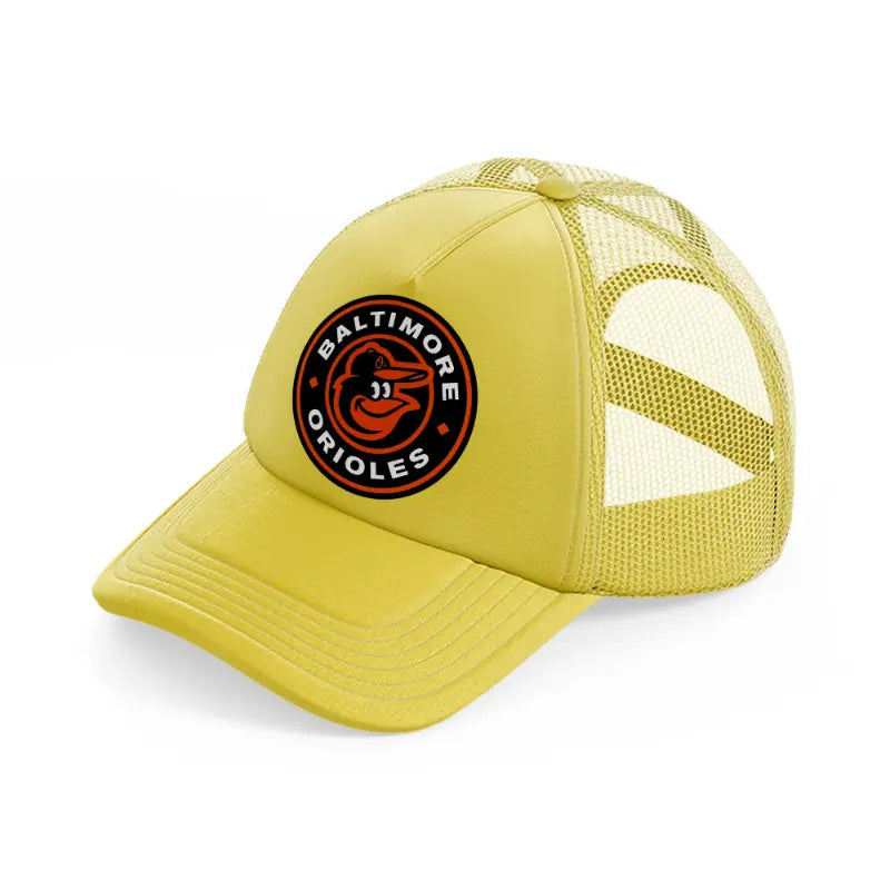 baltimore orioles badge gold trucker hat