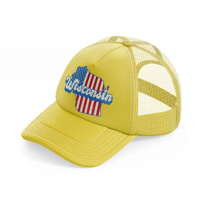 wisconsin flag-gold-trucker-hat