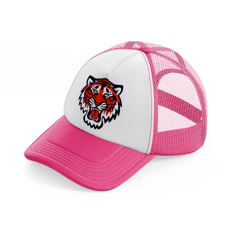 detroit tigers emblem-neon-pink-trucker-hat
