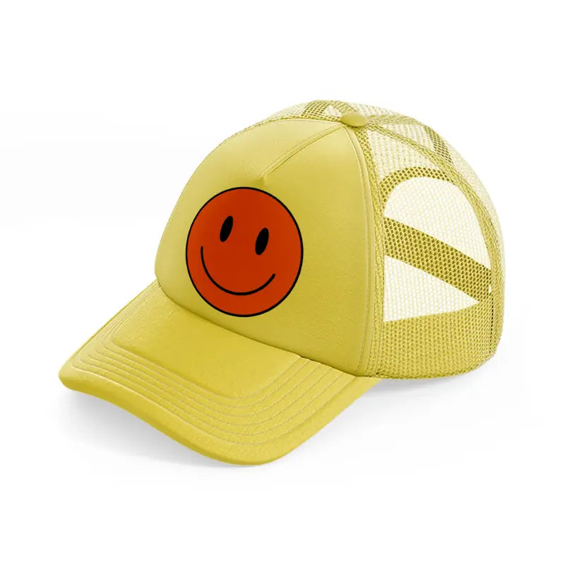 happy face red-gold-trucker-hat