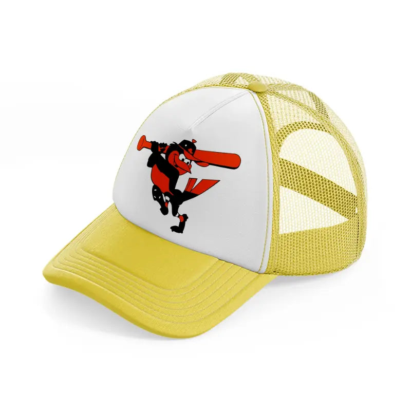 baltimore orioles cartoon-yellow-trucker-hat