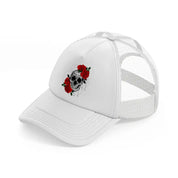 skull roses-white-trucker-hat