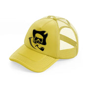 skull is piping gold trucker hat