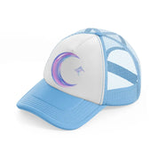 crescent moon with star-sky-blue-trucker-hat