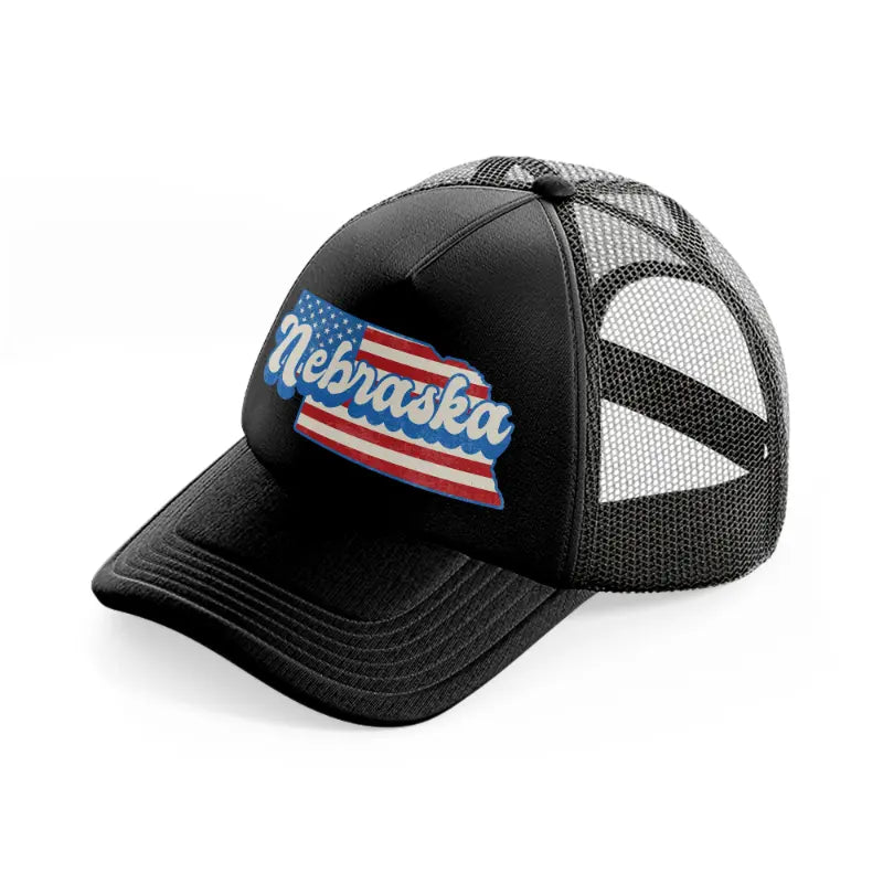 nebraska flag-black-trucker-hat