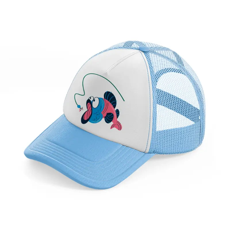fish cartoon-sky-blue-trucker-hat