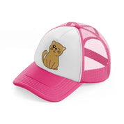 cute cat wink-neon-pink-trucker-hat