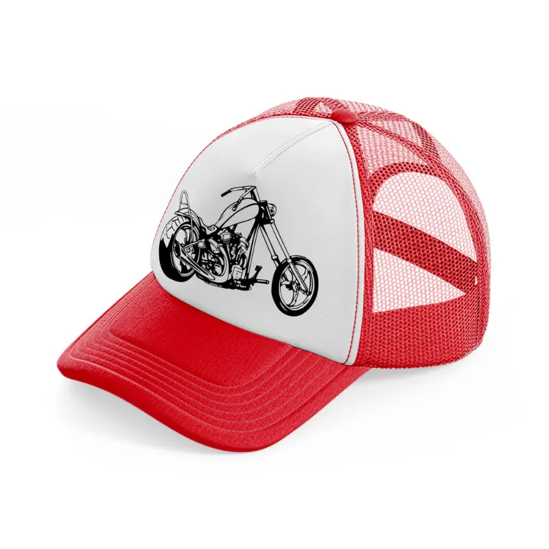 harley davidson bike-red-and-white-trucker-hat