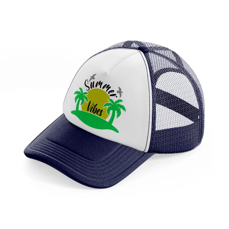 summer vibes lime-navy-blue-and-white-trucker-hat