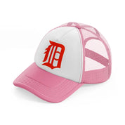 detroit tigers orange letter-pink-and-white-trucker-hat