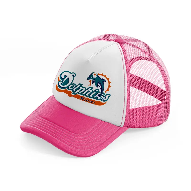 miami dolphins logo-neon-pink-trucker-hat