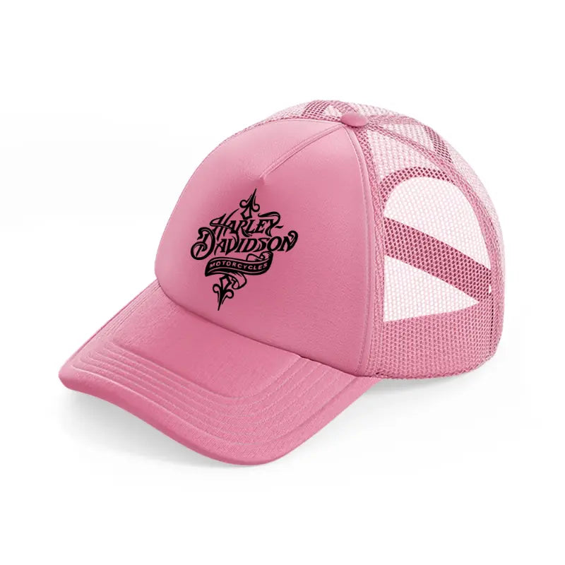 harley-davidson motorycles black-pink-trucker-hat