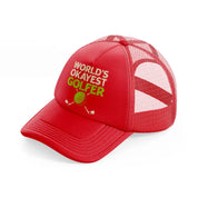 world's okayest golfer-red-trucker-hat