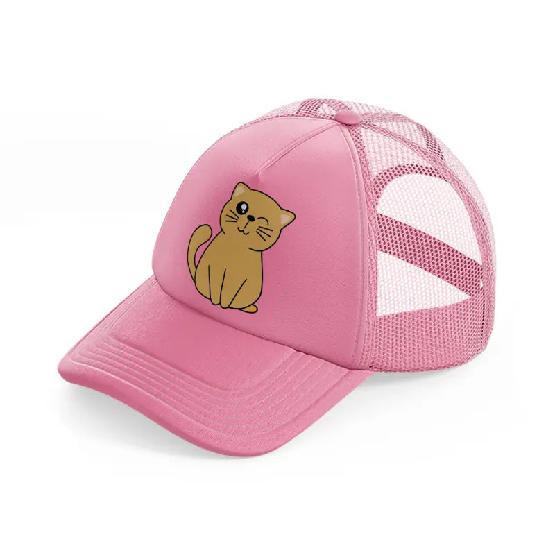 cute cat wink-pink-trucker-hat