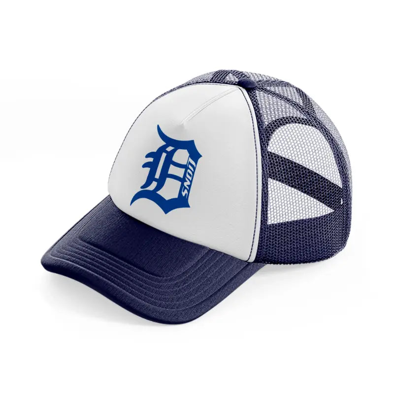 detroit lions letter-navy-blue-and-white-trucker-hat