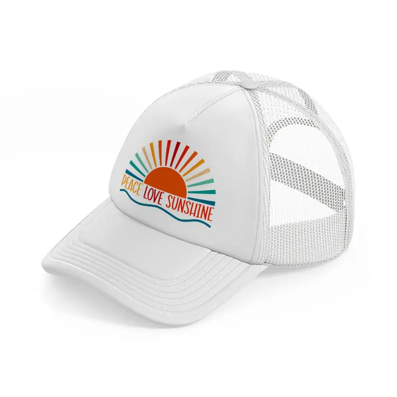 peace love sunshine white trucker hat