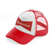 old budweiser red and white trucker hat