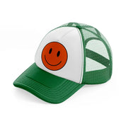 happy face red green and white trucker hat