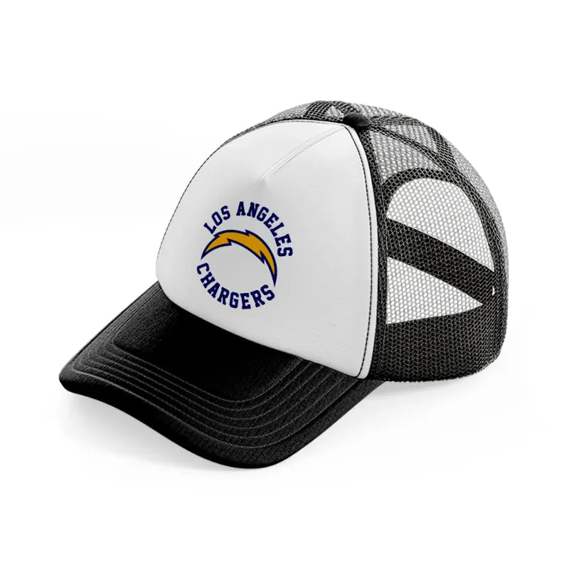 los angeles chargers circle-black-and-white-trucker-hat
