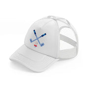 golf sticks with ball white trucker hat