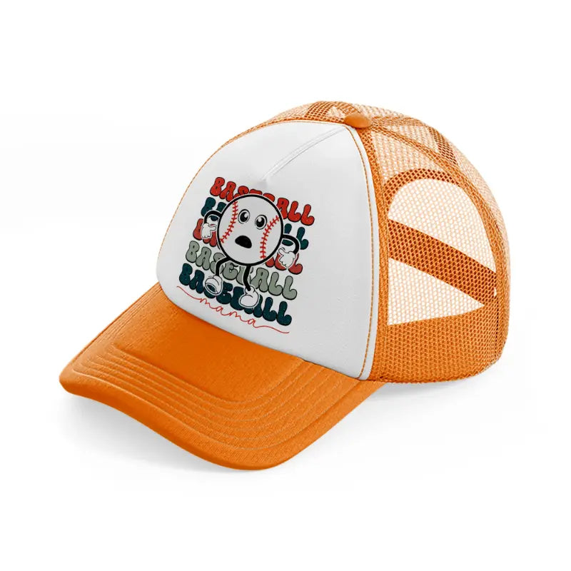 baseball mama sticker-orange-trucker-hat