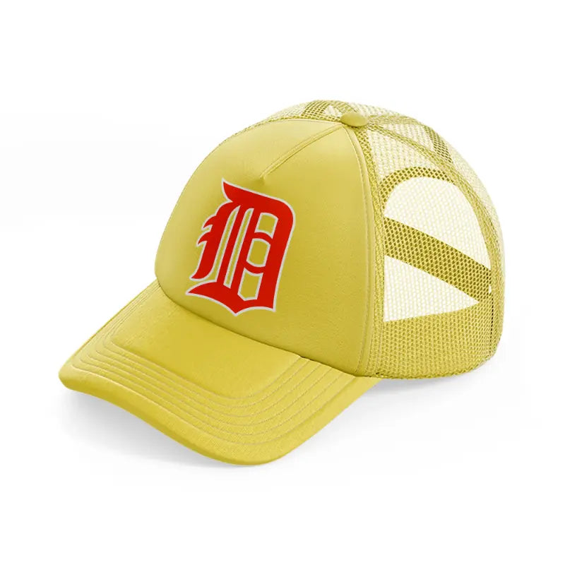 detroit tigers orange letter-gold-trucker-hat