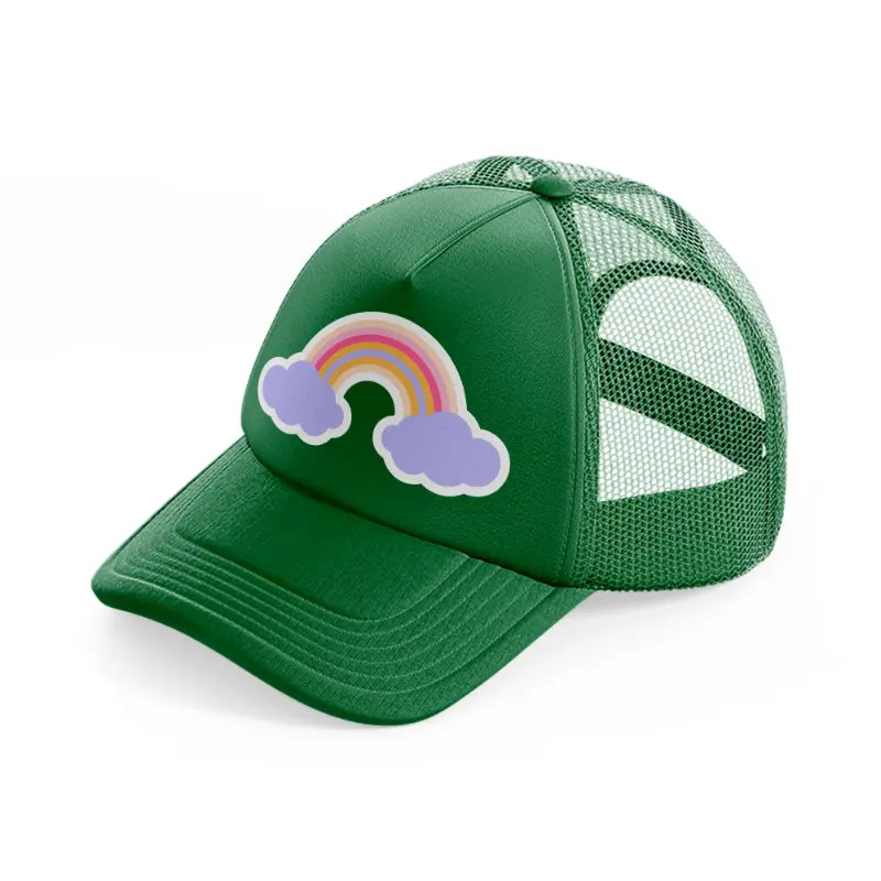 rainbow cloud green trucker hat