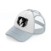 hunter with dog-grey-trucker-hat