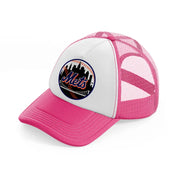 new york mets black badge-neon-pink-trucker-hat