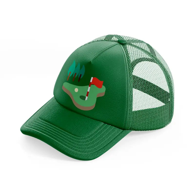 golf field trees-green-trucker-hat