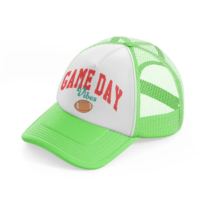 football game day vibes-lime-green-trucker-hat