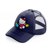 hello kitty happy shopping navy blue trucker hat