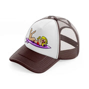 surf girl brown trucker hat