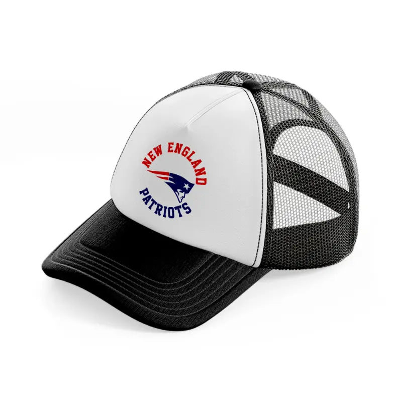 new england patriots circle-black-and-white-trucker-hat