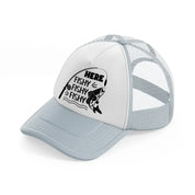 here fishy fishy grey trucker hat