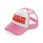cleveland browns text-pink-and-white-trucker-hat