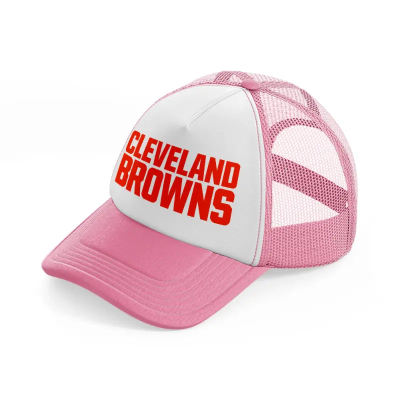 cleveland browns text-pink-and-white-trucker-hat