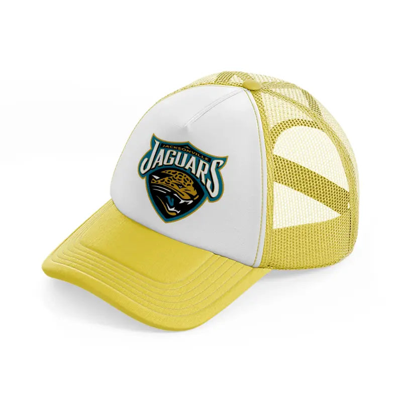 jacksonville jaguars white badge-yellow-trucker-hat