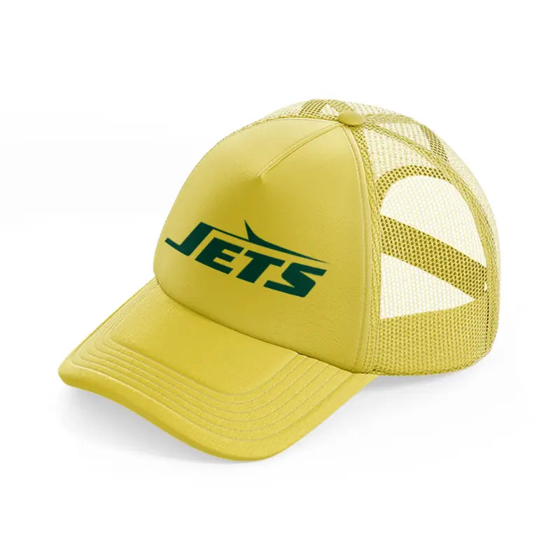 new york jets text-gold-trucker-hat